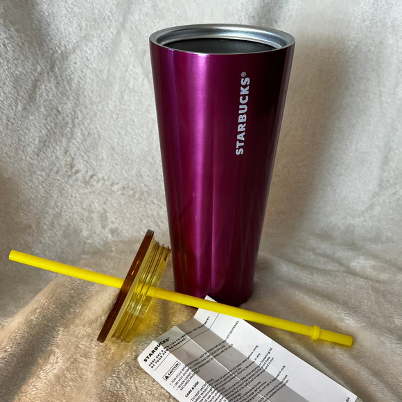 Starbucks Scalloped Pink Purple Petunia Metallic Cup Stainless Tumbler - Picture 3 of 5